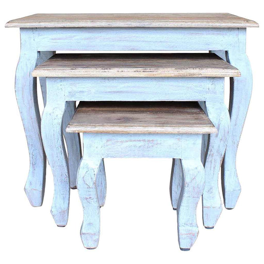 Set Tavolini a Incastro 3 pz in Legno Massello di Mogano - homemem39