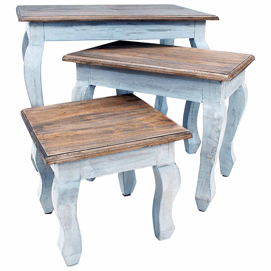 Set Tavolini a Incastro 3 pz in Legno Massello di Mogano - homemem39