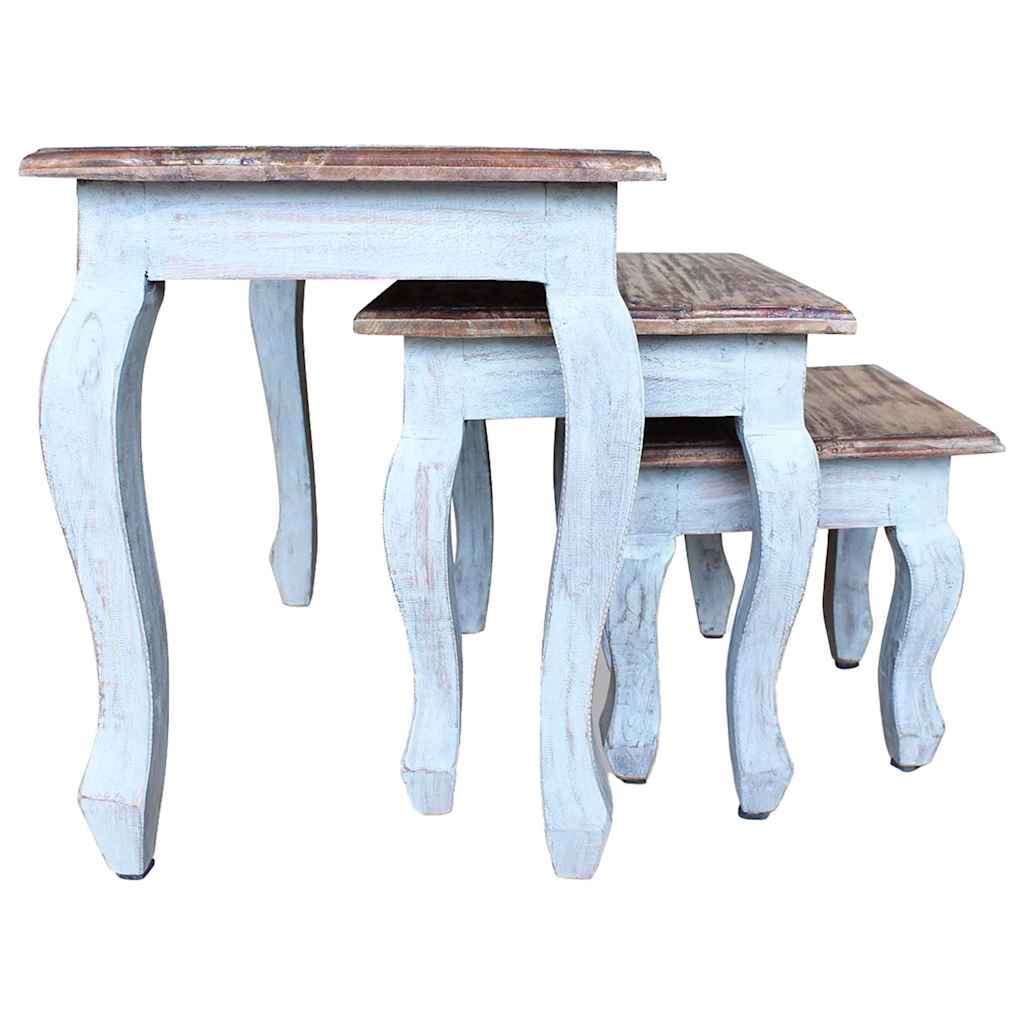 Set Tavolini a Incastro 3 pz in Legno Massello di Mogano - homemem39