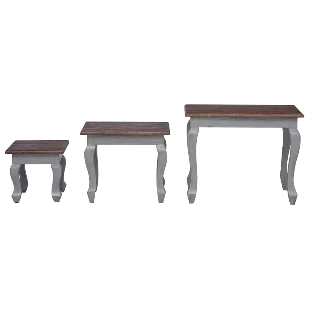 Set Tavolini a Incastro 3 pz in Legno Massello di Mogano | homemem39
