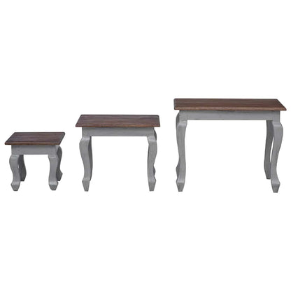 Set Tavolini a Incastro 3 pz in Legno Massello di Mogano | homemem39