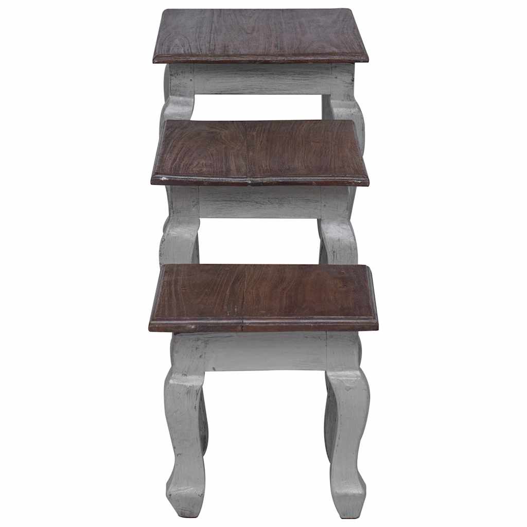 Set Tavolini a Incastro 3 pz in Legno Massello di Mogano | homemem39