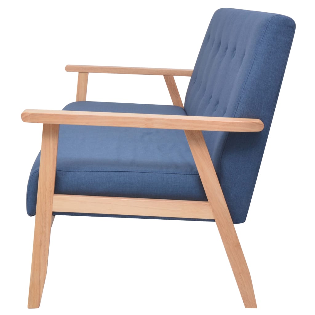 Divano a 3 Posti in Tessuto Blu - homemem39