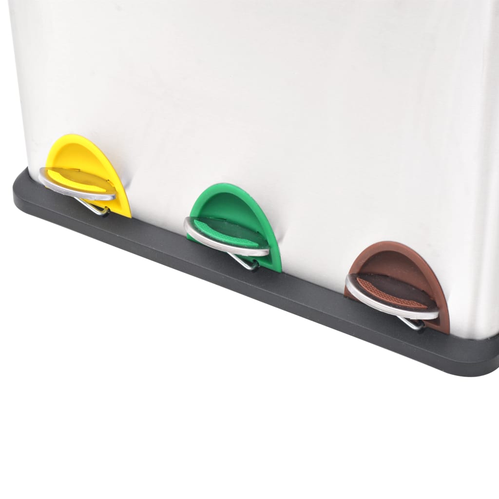 Pattumiera a Pedale per Riciclo in Acciaio Inossidabile 24 L | homemem39