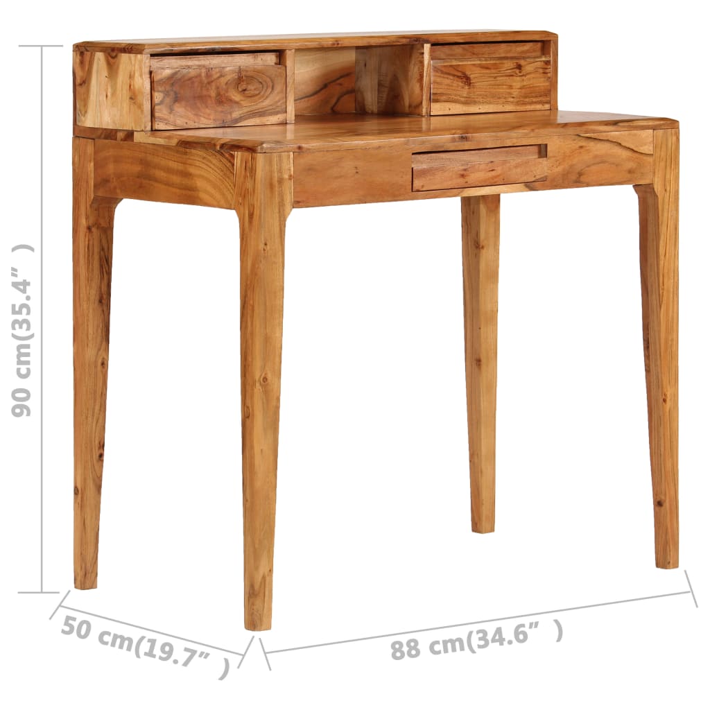 Scrivania con Cassetti in Legno Massello 88x50x90 cm - homemem39