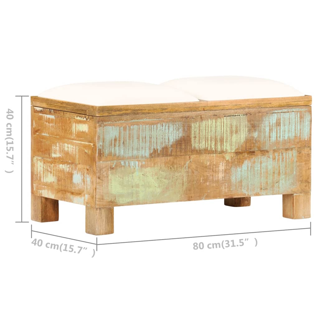 Cassapanca in Legno Massello di Recupero 80x40x40 cm - homemem39