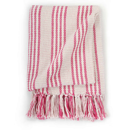 Copriletto in Cotone a Righe 125x150 cm Rosa e Bianco - homemem39