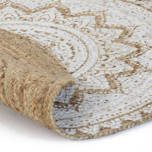 Tappeto in Juta Intrecciata con Stampa 90 cm Rotondo - homemem39