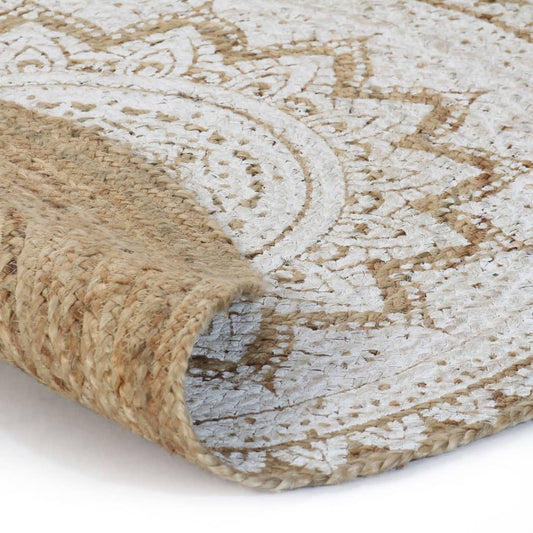 Tappeto in Juta Intrecciata con Stampa 150 cm Rotondo | homemem39