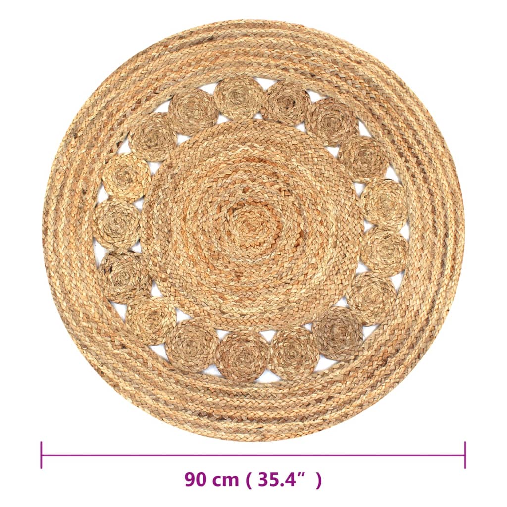 Woven Jute Rug with 90 cm Round Design