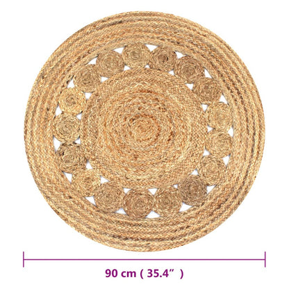 Woven Jute Rug with 90 cm Round Design