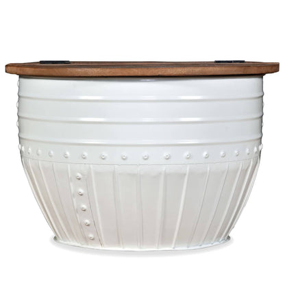 Tavolino da Caffè Legno Massello Riciclato Bianco Forma a Botte