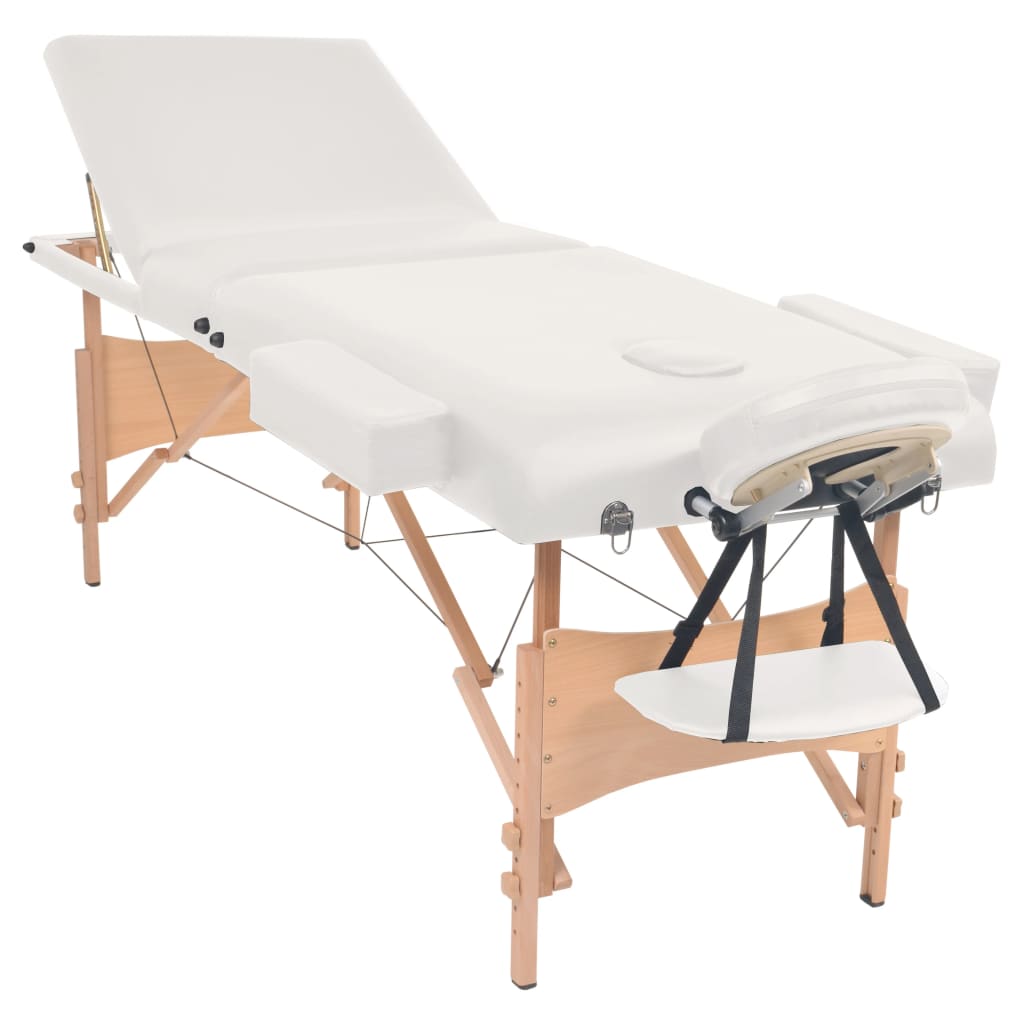 Lettino da Massaggio Pieghevole 3 Zone Spessore 10 cm Bianco | homemem39