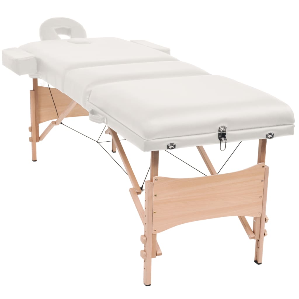 Lettino da Massaggio Pieghevole 3 Zone Spessore 10 cm Bianco | homemem39