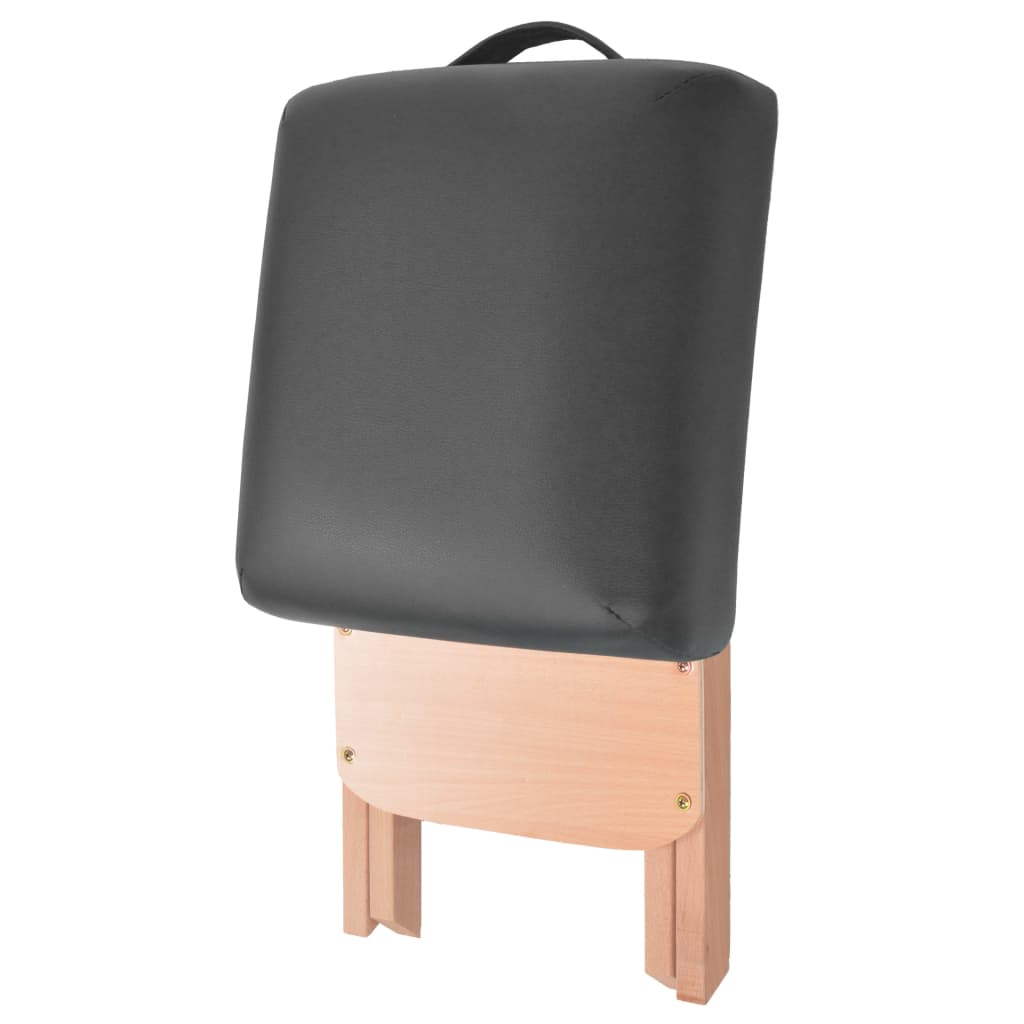 Set Lettino Massaggio Pieghevole 2 Zone 10 cm e Sgabello Nero | homemem39