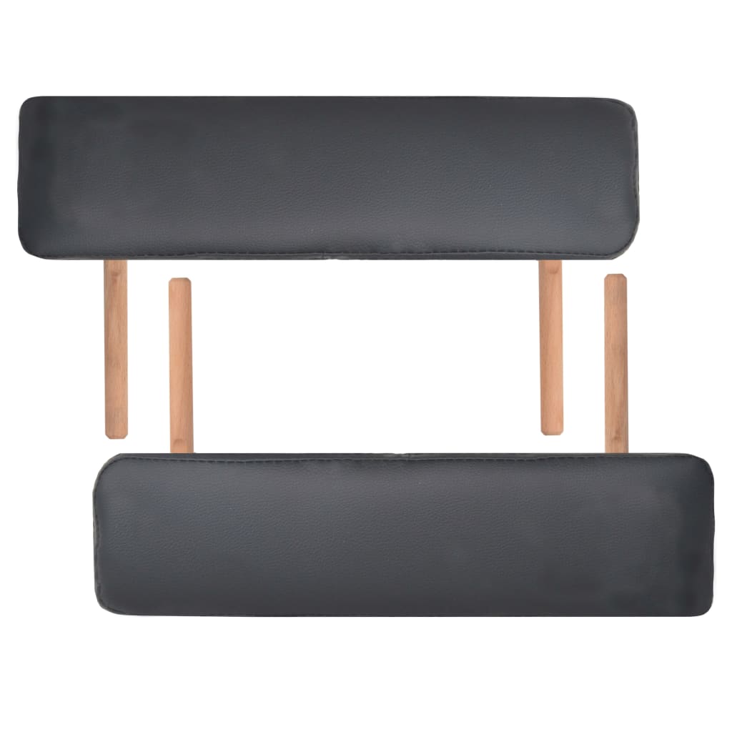 Set Lettino Massaggio Pieghevole 2 Zone 10 cm e Sgabello Nero | homemem39