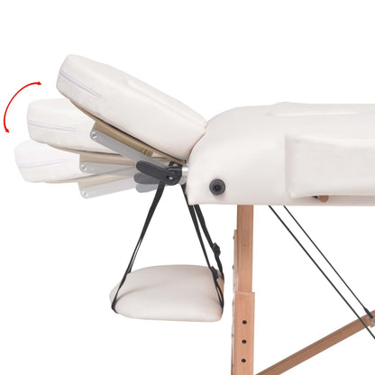 Set Lettino Massaggio Pieghevole 3 Zone 10 cm e Sgabello Bianco | homemem39