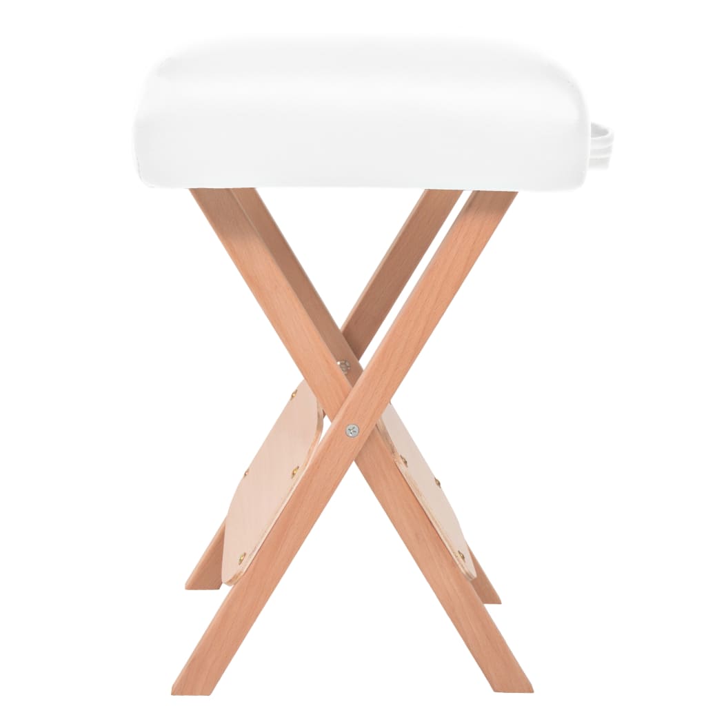 Set Lettino Massaggio Pieghevole 3 Zone 10 cm e Sgabello Bianco | homemem39