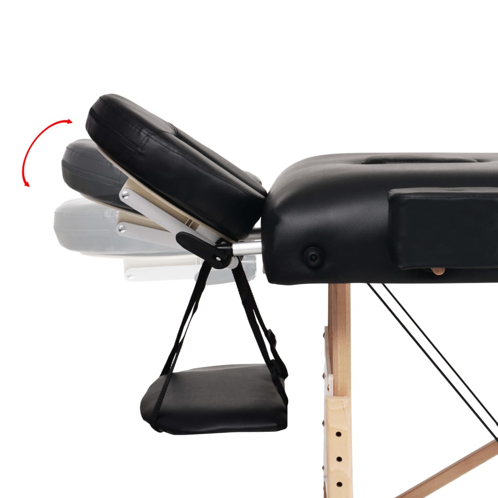 Set Lettino Massaggio Pieghevole 3 Zone 10 cm e Sgabello Nero | homemem39