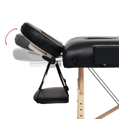 Set Lettino Massaggio Pieghevole 3 Zone 10 cm e Sgabello Nero | homemem39