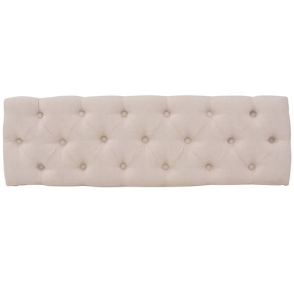 Panca in Legno Massello e Lino 110x38x48 cm Bianco Crema - homemem39
