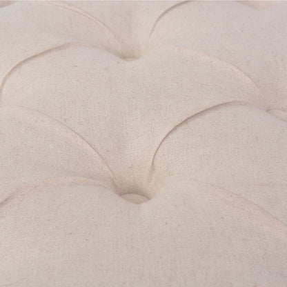 Panca in Legno Massello e Lino 110x38x48 cm Bianco Crema - homemem39