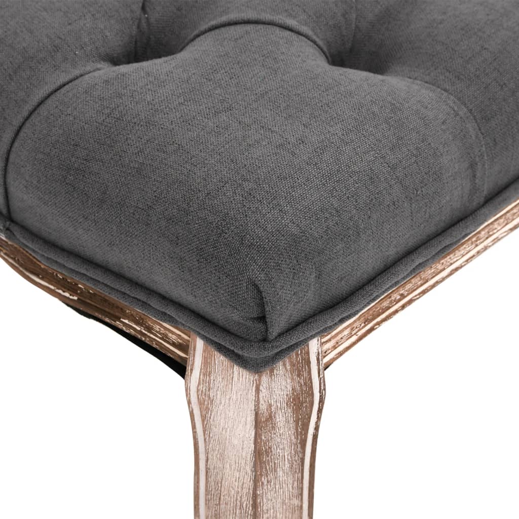Panca in Lino e Legno Massello 110x38x48 cm Grigio Scuro