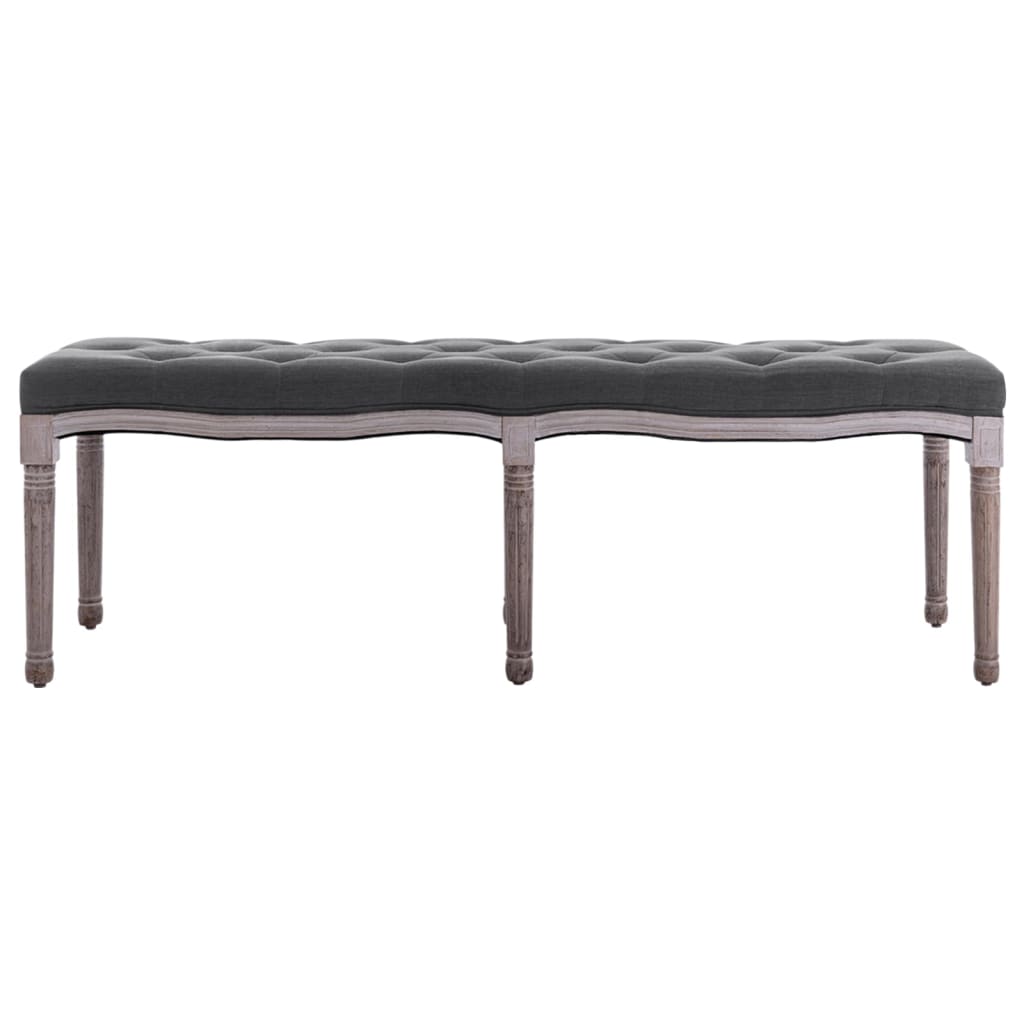 Panca in Lino e Legno Massello 150x40x48 cm Grigio Scuro | homemem39