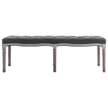 Panca in Lino e Legno Massello 150x40x48 cm Grigio Scuro | homemem39