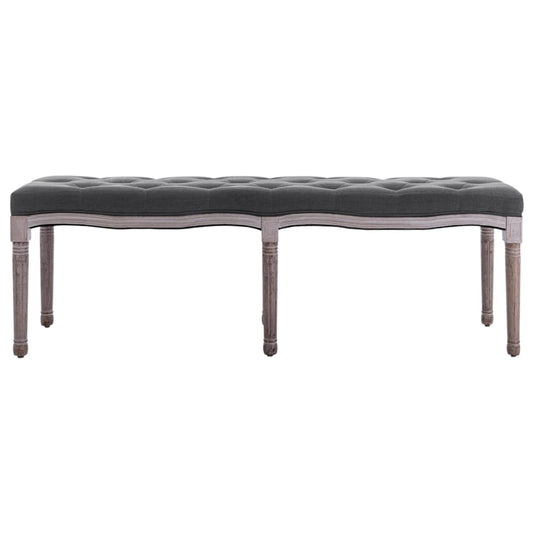 Panca in Lino e Legno Massello 150x40x48 cm Grigio Scuro | homemem39