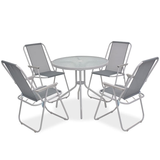 Set da Pranzo da Giardino 6 pz in Acciaio e Textilene Grigio - homemem39