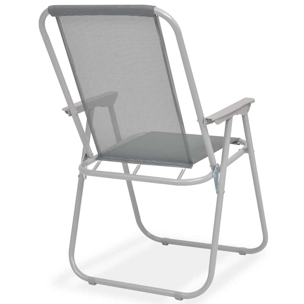 Set da Pranzo da Giardino 6 pz in Acciaio e Textilene Grigio