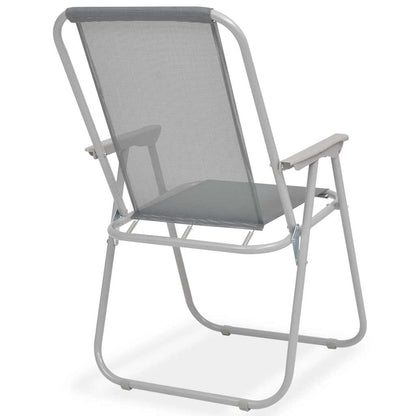 Set da Pranzo da Giardino 8 pz in Acciaio e Textilene Grigio