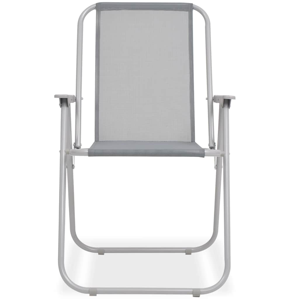 Set da Pranzo da Giardino 8 pz in Acciaio e Textilene Grigio