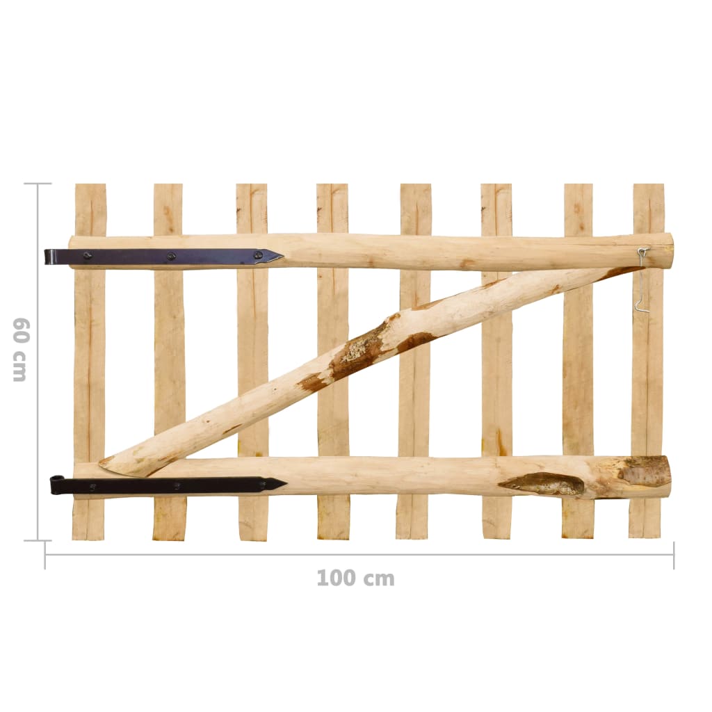 Cancello Singolo per Recinzione in Legno di Nocciolo 100x60 cm | homemem39