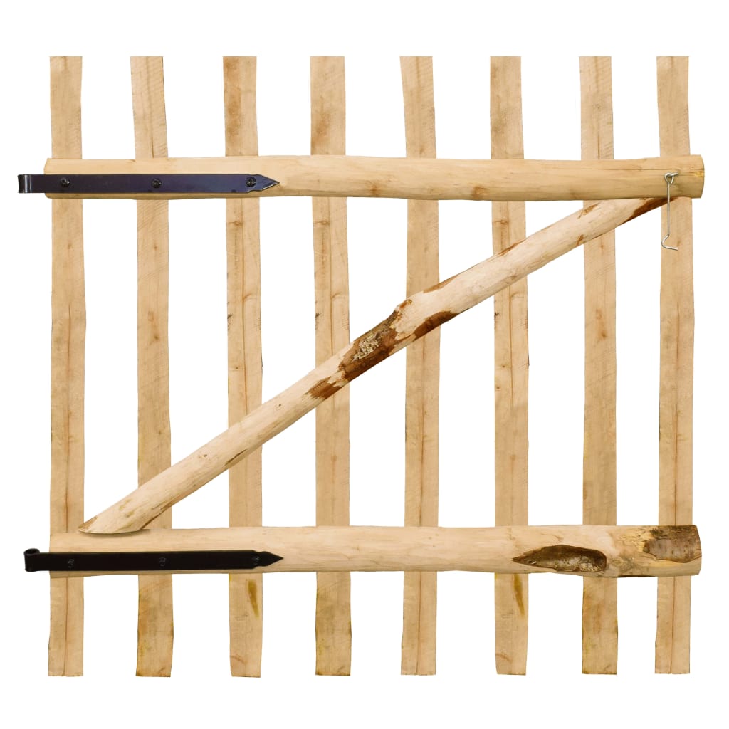 Cancello Singolo per Recinzione in Legno di Nocciolo 100x100 cm | homemem39
