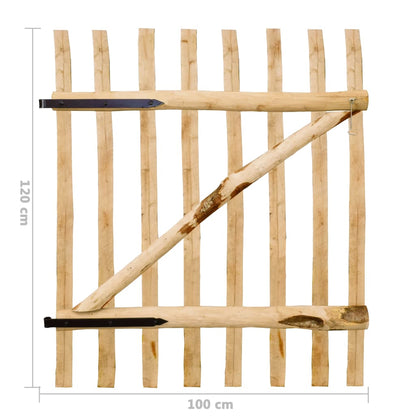Cancello Singolo per Recinzione in Legno di Nocciolo 100x120 cm | homemem39