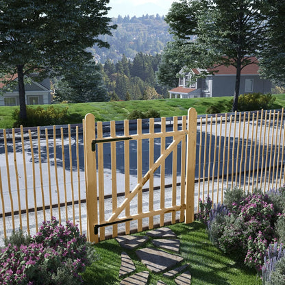 Cancello Singolo per Recinzione in Legno di Nocciolo 100x120 cm | homemem39