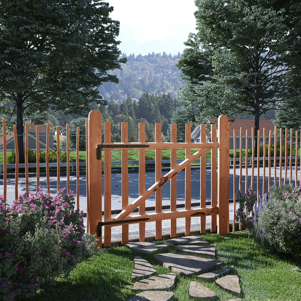Cancello Singolo Recinzione Legno Nocciolo Impregnato 100x90 cm | homemem39