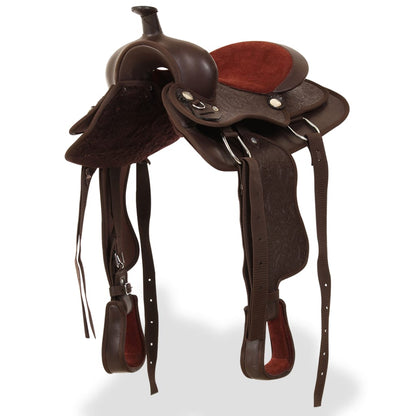 Sella Western Testiera e Pettorale in Vera Pelle 12" Marrone