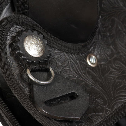 Sella Western Testiera e Pettorale in Vera Pelle 16" Nero