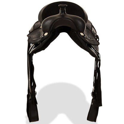 Sella Western Testiera e Pettorale in Vera Pelle 17" Nero