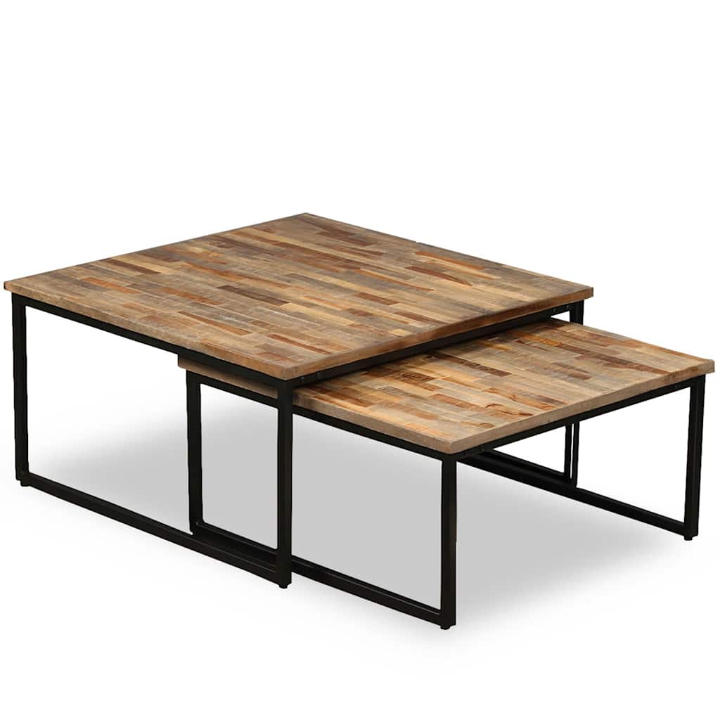 Set Tavolini a Incastro 2 pz in Teak Massello di Recupero