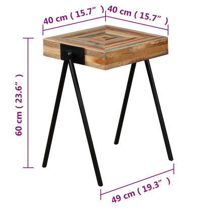 Tavolino Laterale in Legno Massello di Teak di Recupero - homemem39