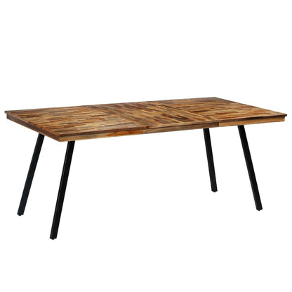 Tavolo da Pranzo in Teak Recuperato e Acciaio 180x90x76 cm