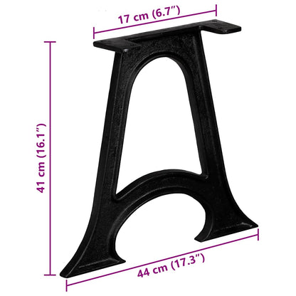 Gambe per Tavolino da Caffè 2 pz Base ad Arco Forma di A Ghisa