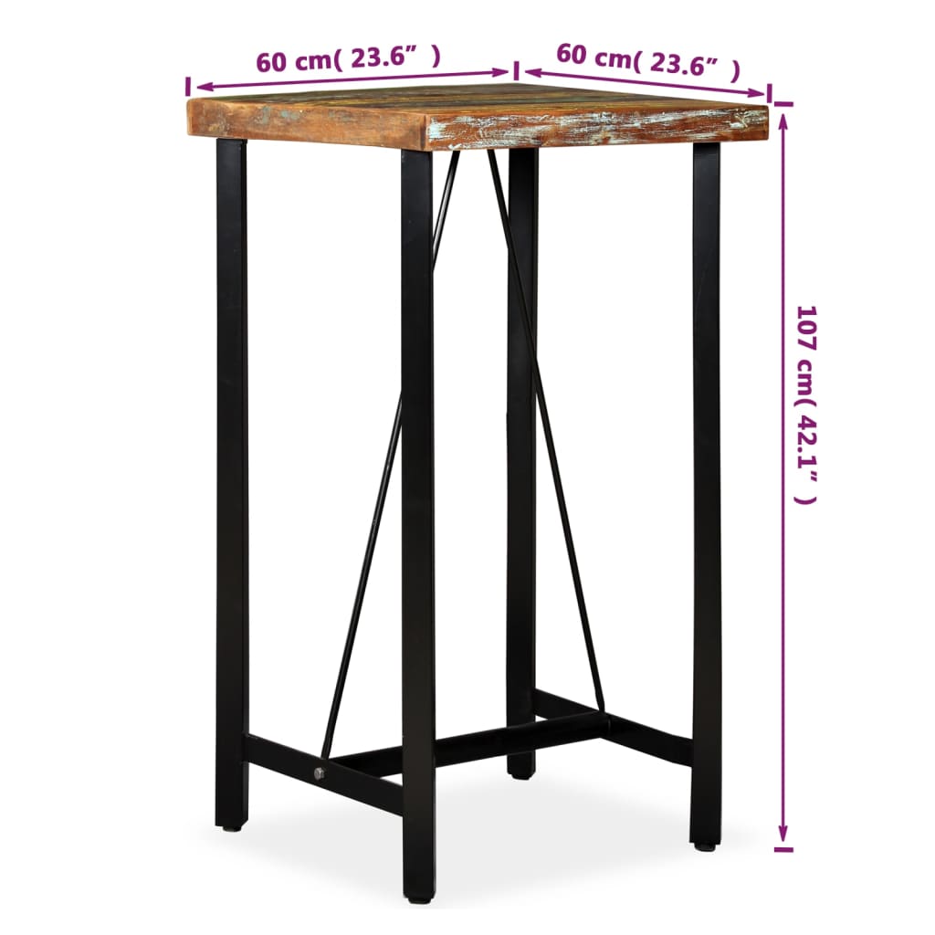 Tavolo da Bar in Legno Massello di Recupero 60x60x107 cm | homemem39