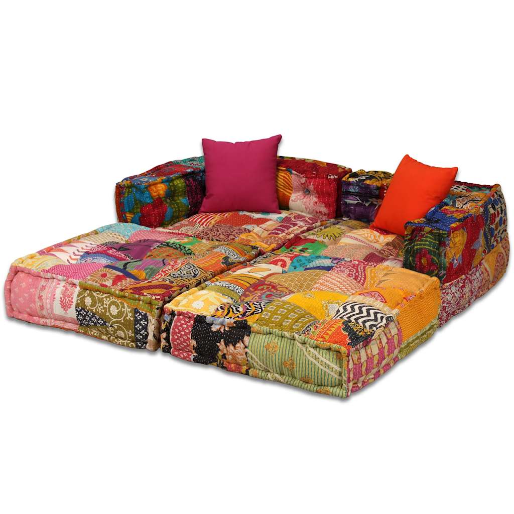 Pouf Modulare a 2 Posti in Tessuto Patchwork | homemem39