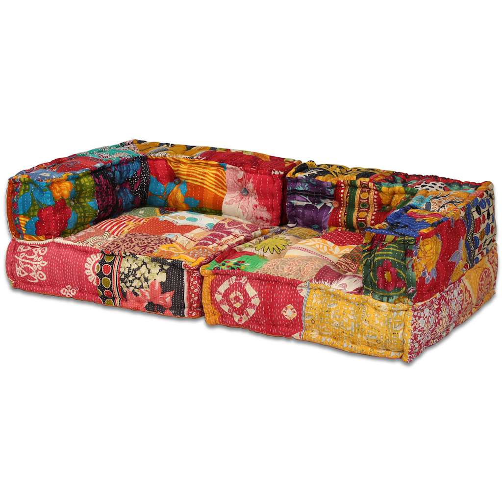 Pouf Modulare a 2 Posti in Tessuto Patchwork | homemem39