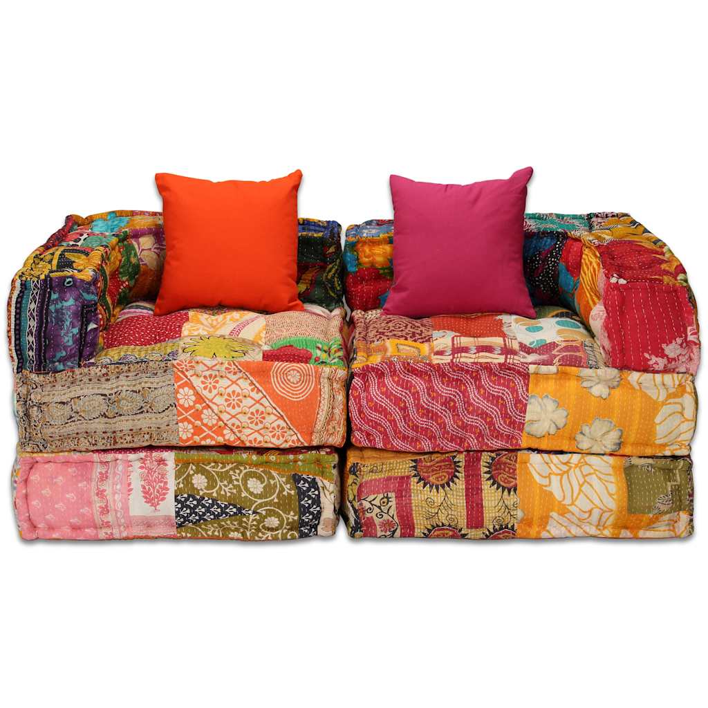 Pouf Modulare a 2 Posti in Tessuto Patchwork | homemem39